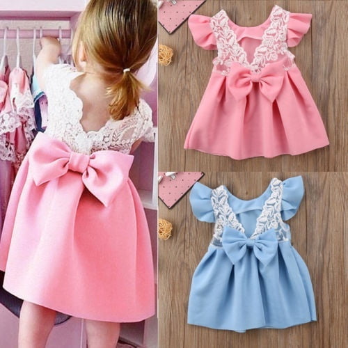 Eyiiye New Fashion Baby Girls Toddler Princess Dresses Kid Ball Gown Party Dress Sundress Pink