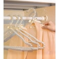 thumbnail image 5 of 10 Pack Plastic Pearl Beaded Bow Clothes Dress Coat Hangers Closet Coat Storage Organizer, 16 Inches Width (Black), 5 of 10