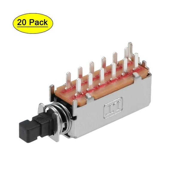 Push Button Switch, 4PDT 12 Pin 1 Position SelfLocking Black 20pcs