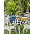 thumbnail image 2 of Outdoor Tablecloth with Umbrella Hole and Zipper, Daisy Bees Gnomes Round Table Cloth 54 Inch Waterproof Tablecloth, Black White Plaid Farmhouse Picnic Table Cover for Patio Camping, 2 of 7