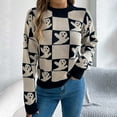 thumbnail image 2 of UngA Halloween Sweaters for Women Halloween Spooky Season Oversized Sweatshirt Women Cute Ghost Sweatshirts Fall Embroidered Sweater Pullover Top Beige,L, 2 of 7