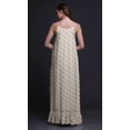 thumbnail image 4 of Bimba Chemise de Nuit Artistique Imprimée Plumes Ivoire pour Femmes Longue Robe Maxi à Bretelles Spaghetti TTG, 4 of 5
