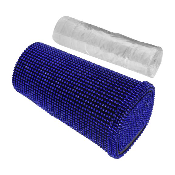 Unique Bargains Car Trash Can Rhinestones Portable Car Cup Holder Plastic Trash Bin Blue 1pcs