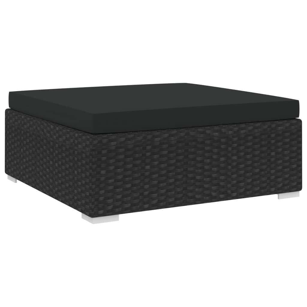 Fyydes Sectional Footrest with Cushion Poly Rattan Black,Outdoor