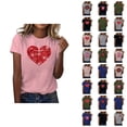 thumbnail image 1 of T-shirt Femme Saint-Valentin 2026 Mode Manches Courtes Col Rond Cœur Graphique, 1 of 4