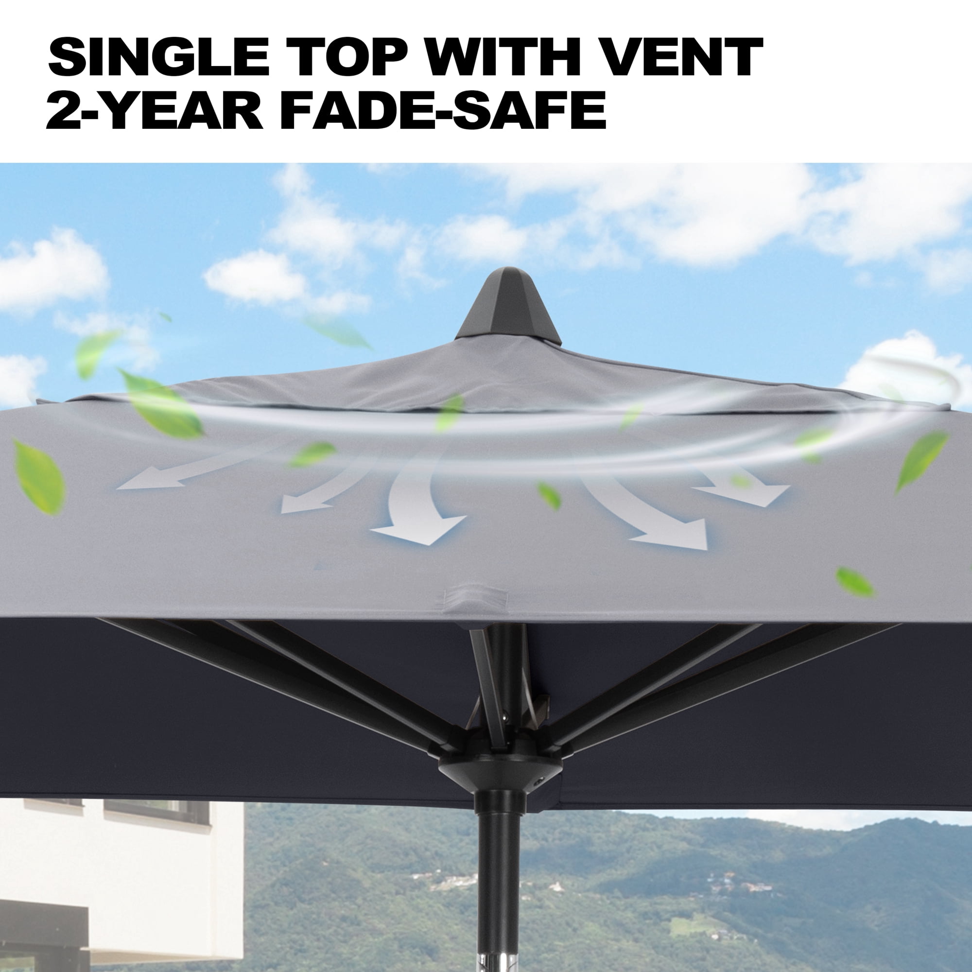Pellebant 9 x 5 ft Patio Outdoor Umbrella Rectangular Double Top Market Umbrella