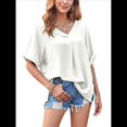 thumbnail image 3 of Camisas de Corta con Cuello en V para Mujer, Blusas Informales de Negocios, Blusas de Trabajo Holgadas L, 3 of 7