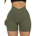 thumbnail image 1 of Franhais Women’s Casual Seamless Sport Shorts Fashion Solid Color High Waist Stretch Yoga Short Pants, 1 of 8