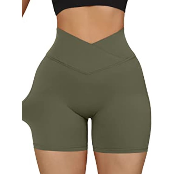 Franhais Women’s Casual Seamless Sport Shorts Fashion Solid Color High Waist Stretch Yoga Short Pants