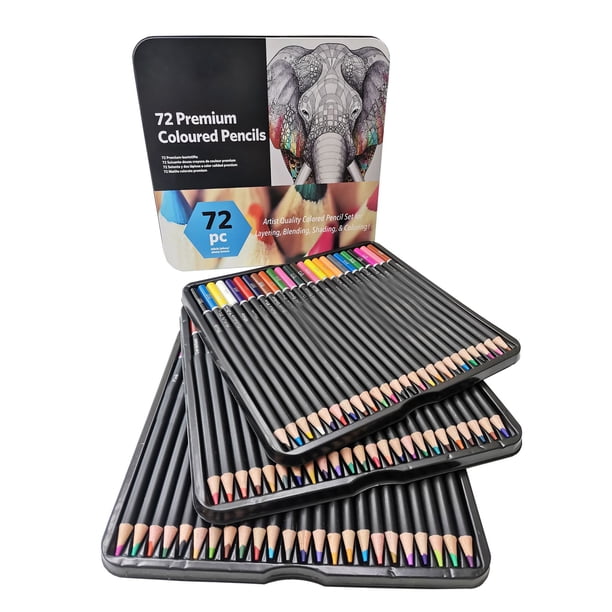 Juego de 72 lápices de colores para adultos, dureza 2B, fácil de colorear, lápiz de color aceitoso de alta solidez de color con caja de hierro
