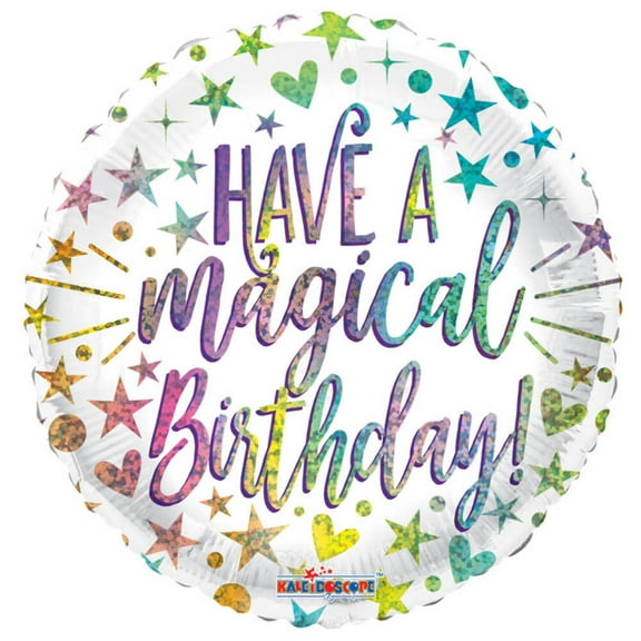 18 inch Kaleidoscope Have A Magical Birthday Rainbow Holographic Foil Mylar Balloon - Party Supplies Decorations