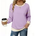 thumbnail image 4 of AGWOLF Women's Crewneck Sweatshirts Sweater Casual Lightweight Long Sleeve Pullover Loose Color Block Tops, 4 of 9