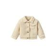 thumbnail image 1 of ZAXARRA Girls Autumn Winter Plush Coats Solid Color/Leopard Print Lapel Button Outerwear, 1 of 9