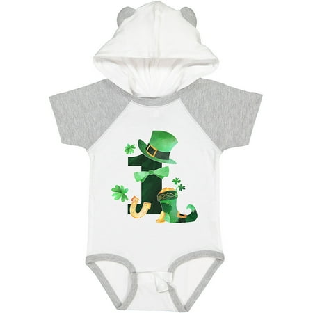 

Inktastic St. Patrick s 1st Birthday Green Hat with Bow Tie Gift Baby Boy or Baby Girl Bodysuit