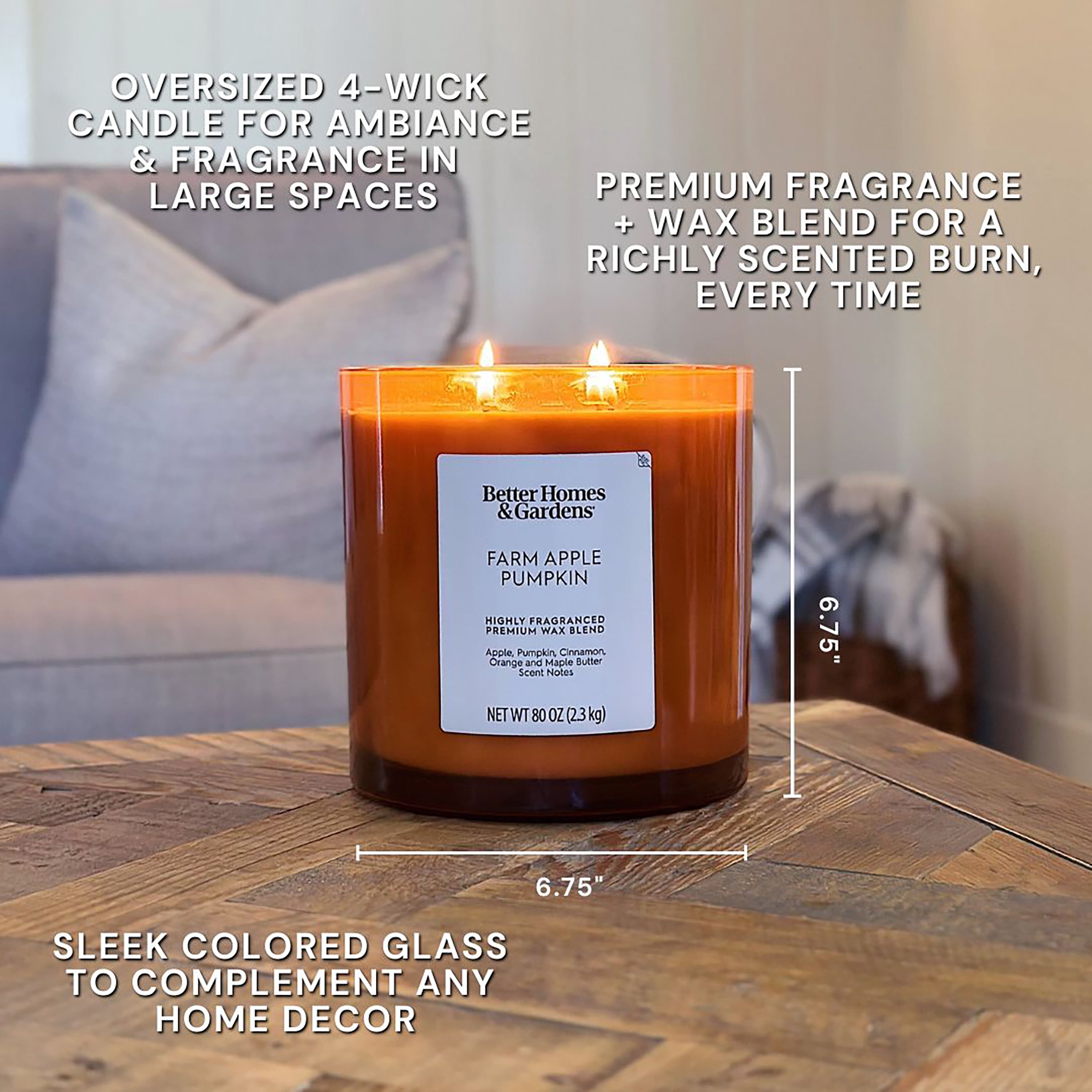 Better Homes & Gardens Farm Apple Pumpkin Scented 4-Wick 80oz (2.26 kg) Large Oversized Jar Candle