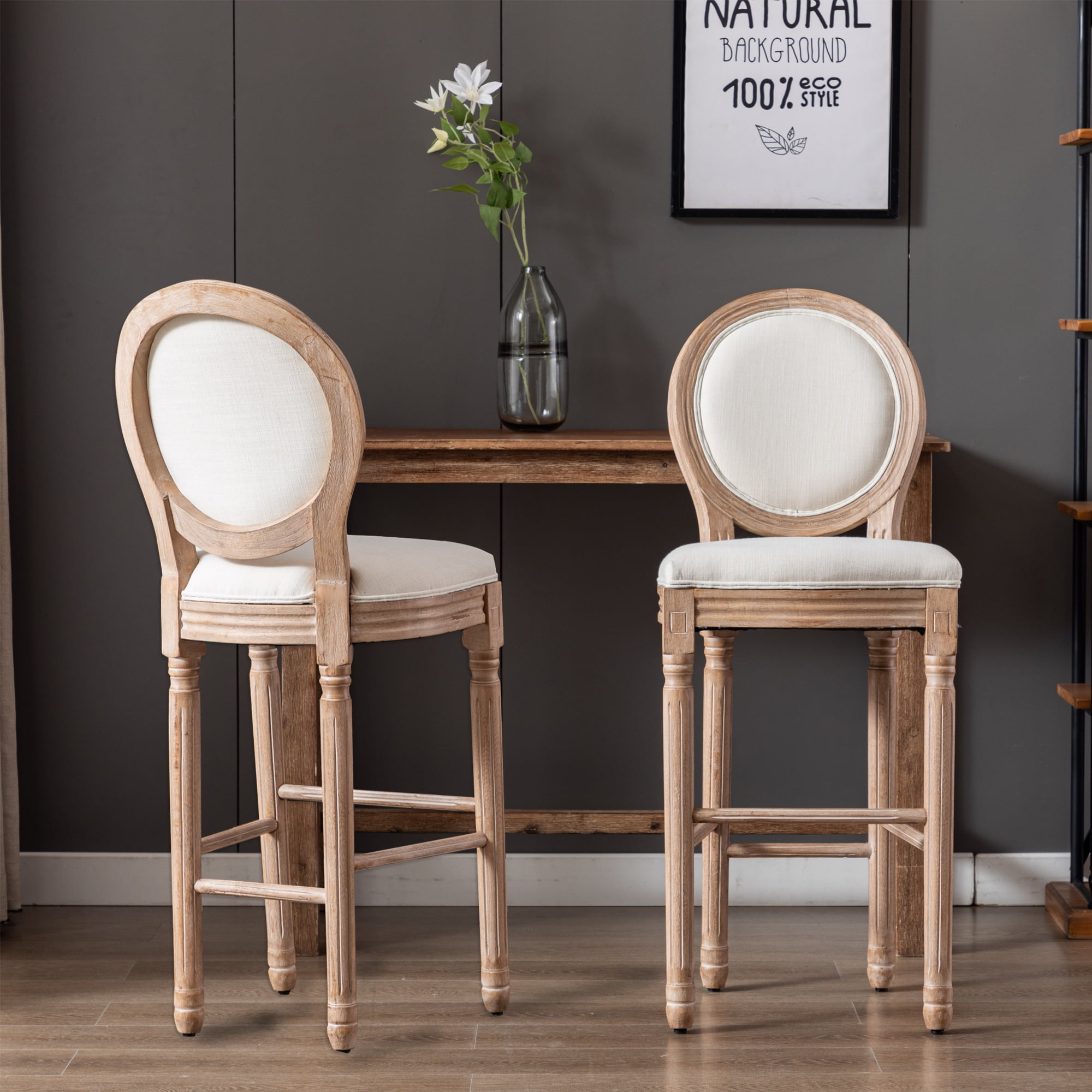 CoSoTower French Country Wooden Barstools With Upholstered Seating ...