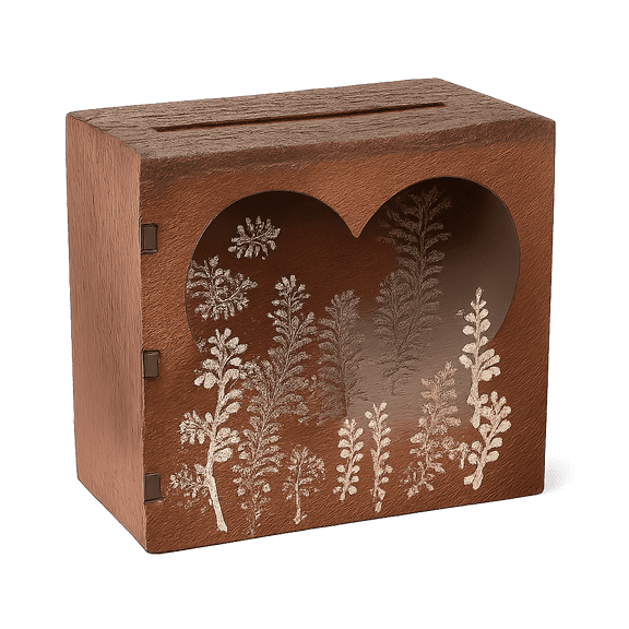Wooden Card Box for Wedding, Rustic Brown 10 x 10 x 6 inch Gift Box with Slot and Acrylic Window, Wedding Card Boxes for Reception, Envelope Money Box for Cards, Graduation Birthday Party Decor