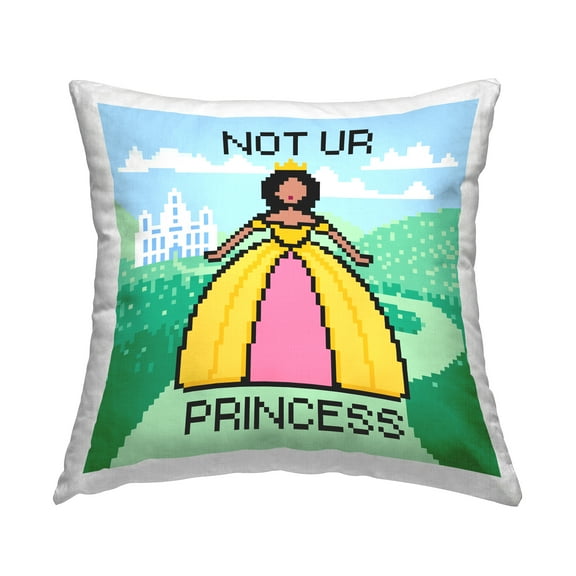Stupell Industries Not Ur Princess Pixel Style Decorative Printed Throw Pillow Design by Grace Popp .