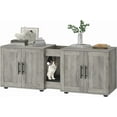 thumbnail image 2 of Rugerasy 55Inch Cat Litter Box Enclosure for 2 Cats,Furniture with Double Room,Hidden Double Litter Box Enclosure Furniture,Cabinet with Scratching Pad,Gray, 2 of 9