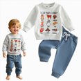 thumbnail image 2 of yboeqw Toddler Baby Boy Clothes Boys Fall Outfits Long Sleeve Letter Print T-Shirt & Pants Set 2Pcs Grey,Size 6-12 Months, 2 of 9