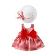 thumbnail image 4 of FRSASU Toddler Kids Girl Summer Bowknot Bowknot Checked Sling Dress with Hat, 4 of 9
