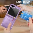 thumbnail image 2 of Crossbody Wallet Case for Samsung Galaxy Z Flip 5 Case with 2-Card Credit Card Holder Slot Shockproof Cover Slim Fit PU Leather Protective Phone Case for Women Men-Purple, 2 of 12