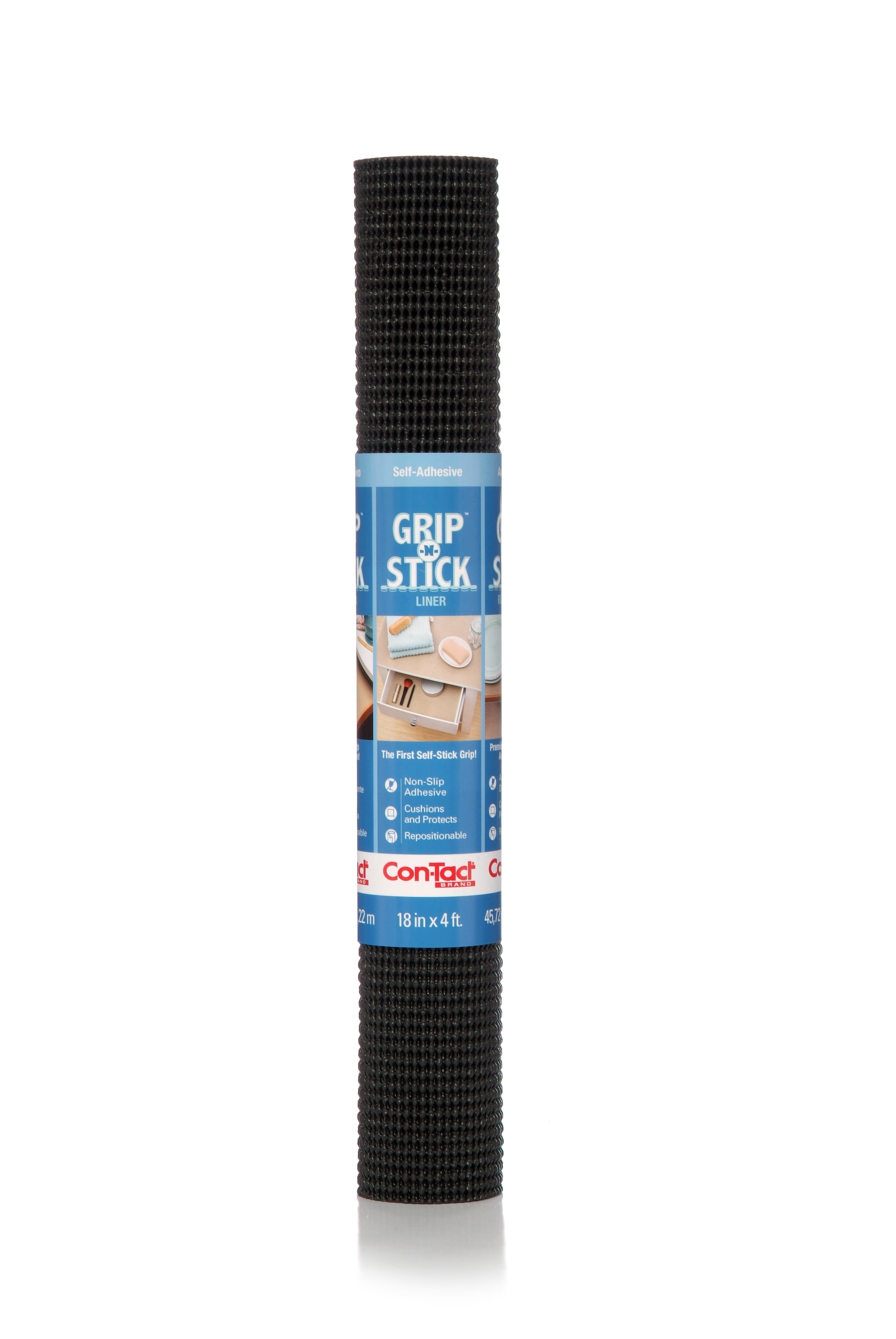 Con-Tact Brand Grip Non-Adhesive Non-Slip Shelf &Drawer Liner,12"x5Feet,Black 