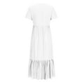 thumbnail image 4 of Stamzod Summer Dresses for Women 2024 Short Sleeve Ruffle Hem Flowy Maxi Tank Dress Solid Color Beach Dresses Women with Pocket, 4 of 5