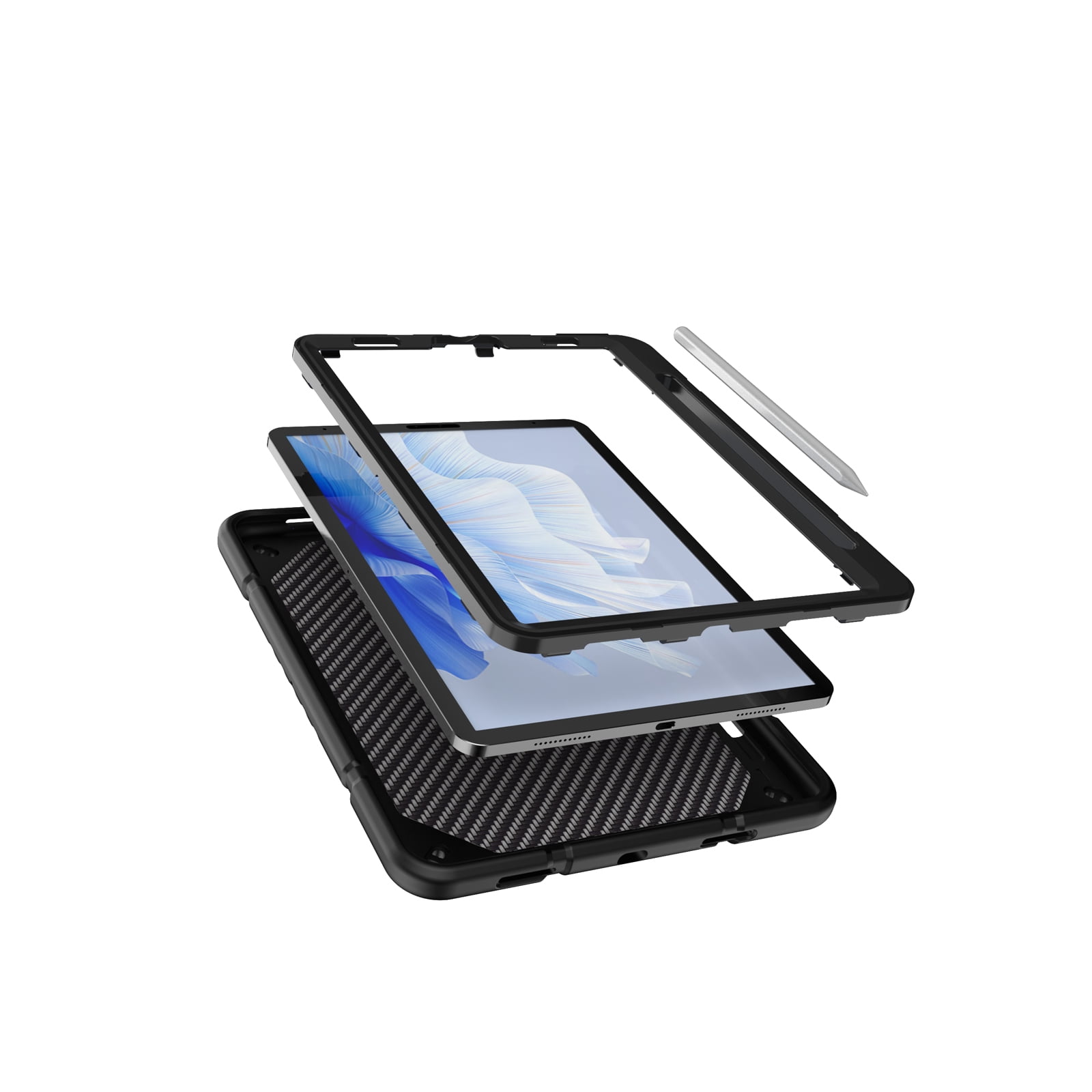 Allytechgroup Case for Apple iPad Air 11 Inch M4 M3 M2 2026/2025/2024, Rugged Tablet Case with Kickstand Pencil Holder Logo Hole Kids Friendly TPU + PC Cover, Black