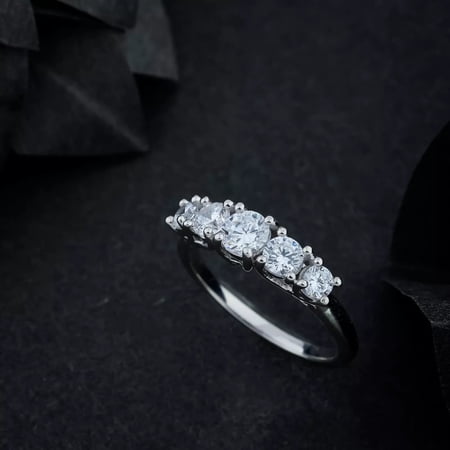 NHK Jewel Five Stone Round White Lab Grown Diamond Prong Setting Engagement Ring