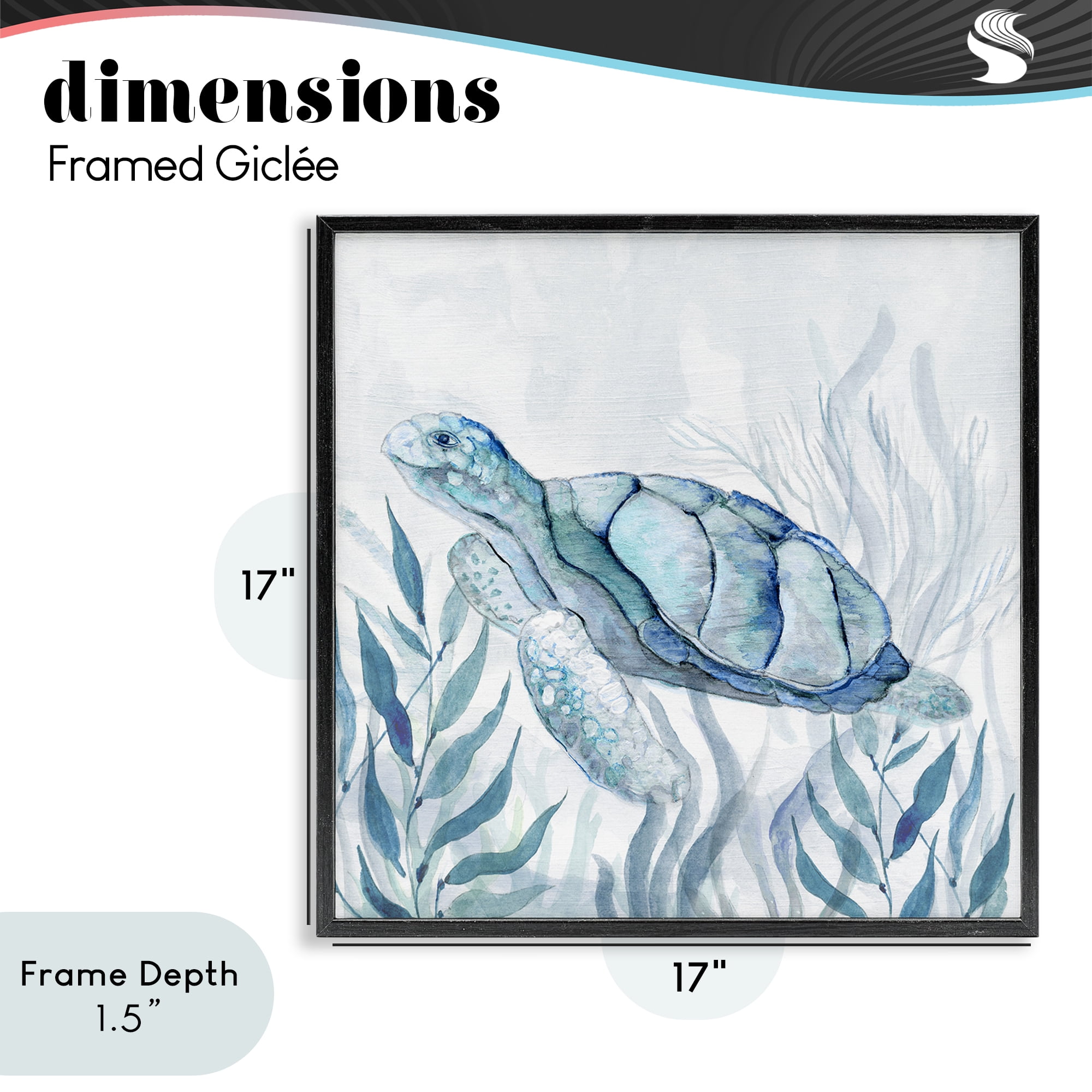 Stupell Industries Sea Turtle with Subtle Smile Black Framed Giclee Art, design by Janet Tava