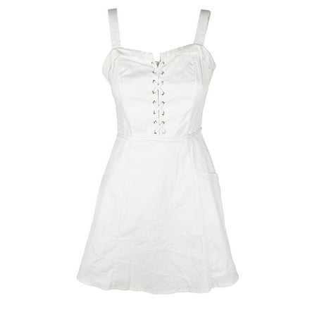 Xoxo Juniors White Sleeveless Lace-Up Cotton Fit & Flare Dress