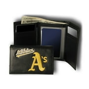 Oakland Baseball Athletics A's Embroidered Black Leather Trifold Wallet
