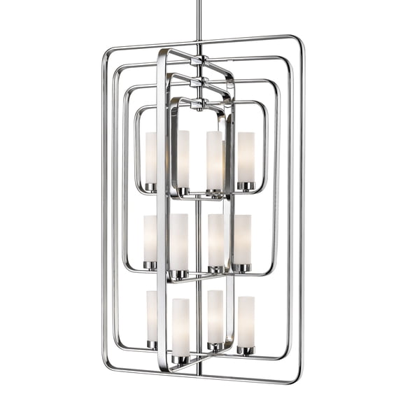 Z-Lite Aideen 12 Light Pendant in Matte Opal and Chrome