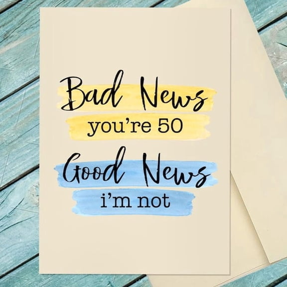 Humorous 50th birthday greeting card, featuring a fun message for friends or loved ones, ideal for celebrating this milestone occasion.