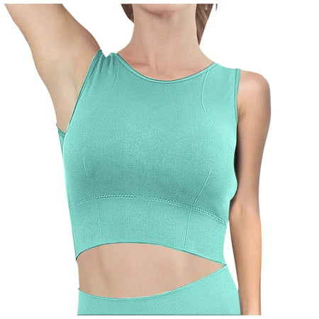 

mveomtd Ring Women s Blouse Yoga Back Top Indoor Vest Outdoor No Steel Bra Running Women Workout Bras Green XXL