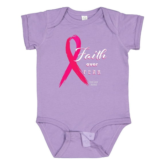 Inktastic Faith Over Fear Breast Cancer Awareness with Pink Ribbon Boys or Girls Baby Bodysuit