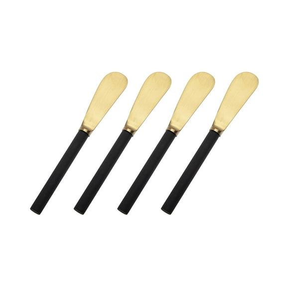 Godinger Cheese Knives, Butter Knives, Cheese Spreader Set, Butter Spreader Set, Utennsil- Black and Gold Design - Set of Four