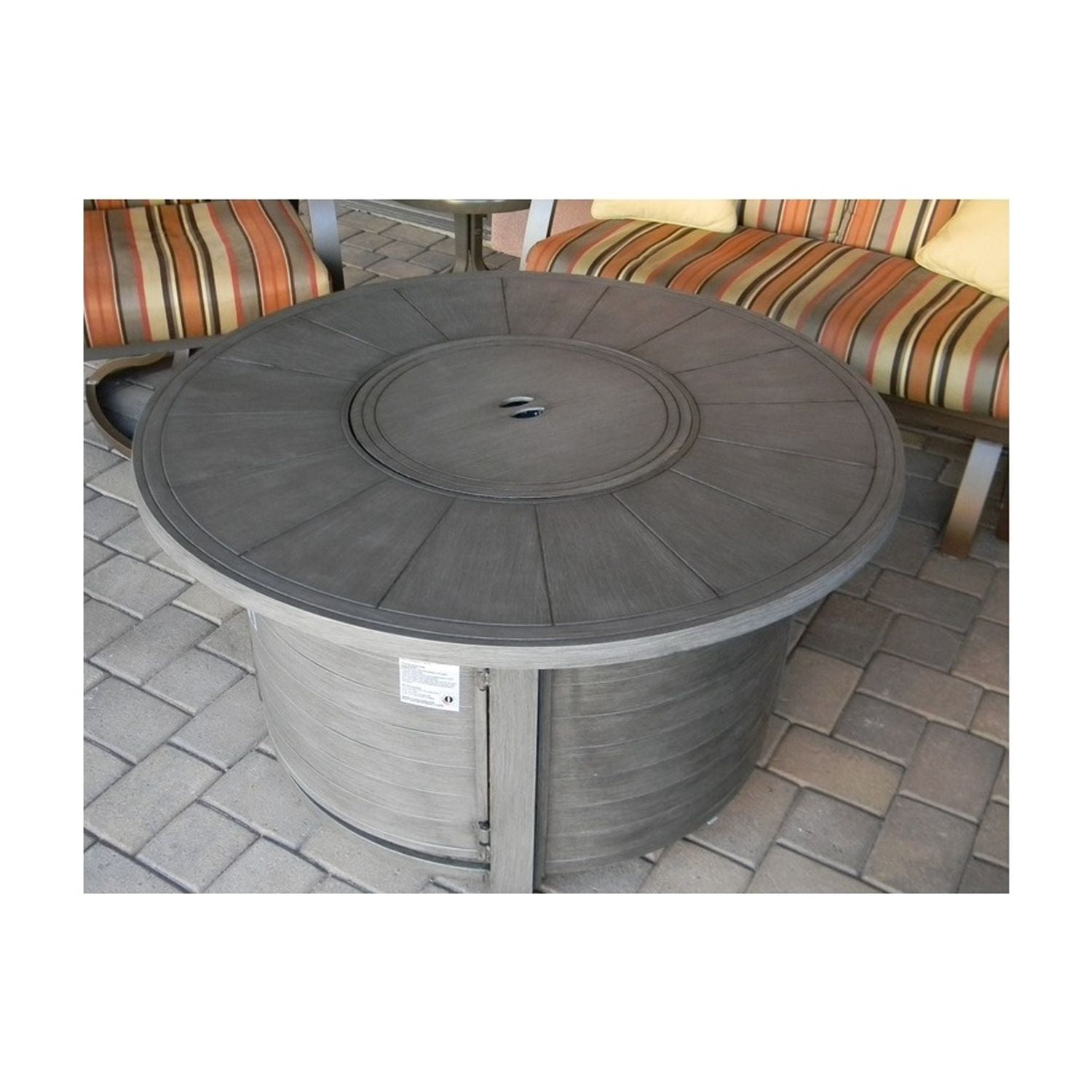 Patio Fire Pit Table - 42,000 BTU Cast Aluminum - Round Design - Fireglass & Hose Included