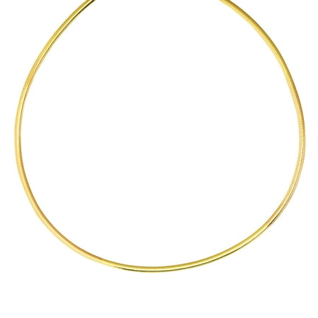 14k White Gold Omega Chain - Ladies 14K Yellow Gold & Sterling Silver 3mm Reversible Omega Chain Necklace 16