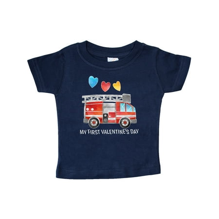 

Inktastic My 1st Valentine s Day Fire Truck with Hearts Gift Baby Boy or Baby Girl T-Shirt