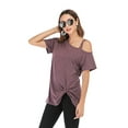 thumbnail image 5 of Tinglu Women Top Tees Side Twist Knotted Tops Casual Tunic Basic Shirts, 5 of 7