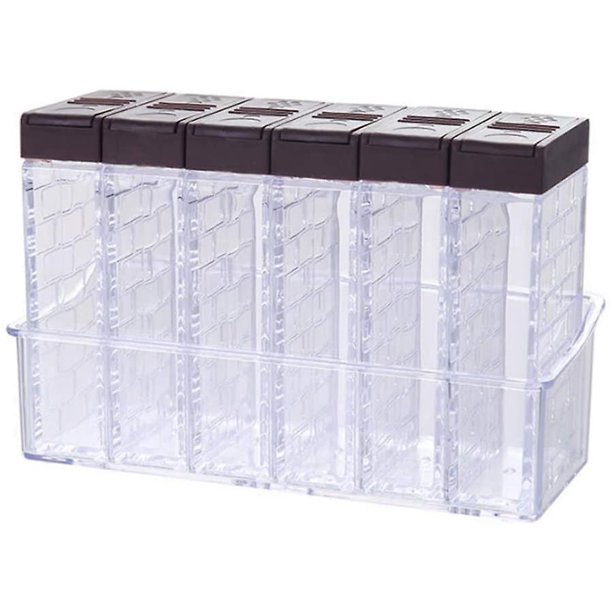 6 Estuche Coctelera de especias Tapa abierta de dos vías multifuncional Caja de condimentos transparente Coctelera de sal y pimienta de plástico Recipiente de almacenamiento de condimentos con tapa Ho Afortunado Sencillez