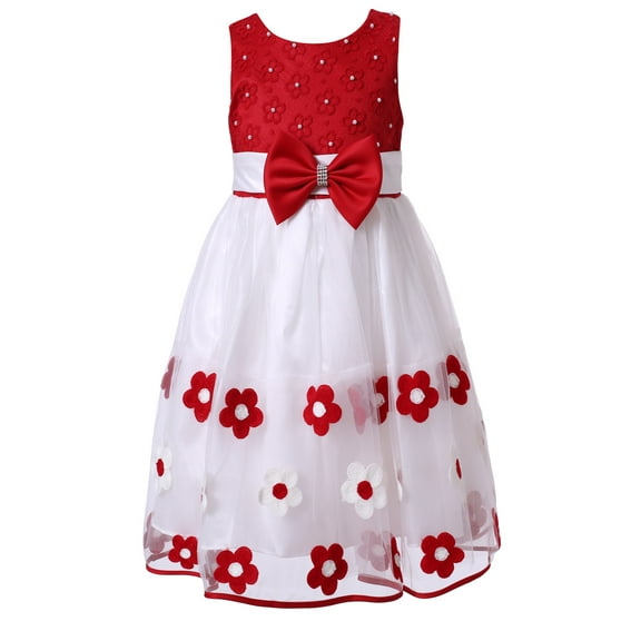 Richie House Girls' Sweet Dress with Embroidery and Pearls RH2140