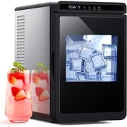Auseo Clear Cubic Ice Maker,9 Crystal Clear 1.6" Ice Cubes per Hour,Quiet Countertop Ice Machine with Self-Cleaning for Cocktails, Whiskey,24h Timer,ETL Listed