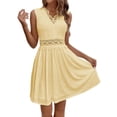 thumbnail image 2 of Bnwani Sleeveless Dresses,Summer Dresses,Color Block,V-Neck,Fitted Waist,Knee Length,Yellow,M, 2 of 8