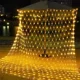 thumbnail image 2 of Guirnalda de luces LED de malla de red para Navidad, guirnalda de luces de 110 V/220 V CA para exteriores, cortina de ventana, luz de carámbano para pared, Navidad, Año Nuevo, vacaciones, 2 of 5