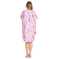 thumbnail image 4 of Casual Nights Women's Snap Front Lightweight Housecoat | Short Sleeve House Dress Duster Lounger Robe with Pockets | Cotton Poly Knit, Mid Calf | Pink Large, 4 of 6