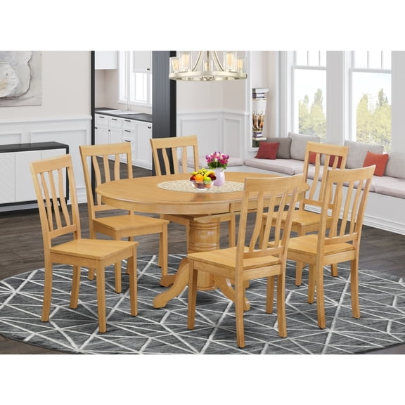Victorian Virtue Dining Room Set - Table with Vertical Slatted Chairs, Constructed from Solid Wood for Durability, Ideal for Elegant Dining Spaces