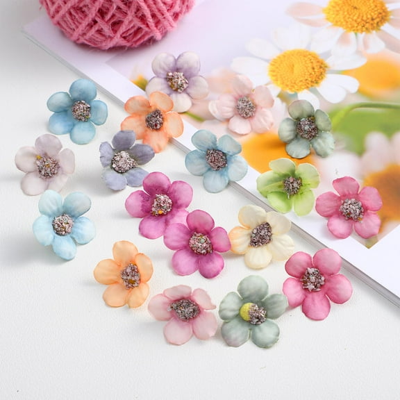 UPOUART Mini Daisy Artificial Flowers 50pcs Assorted Colors Realistic Look for Home Decor Crafts Floral Arrangements